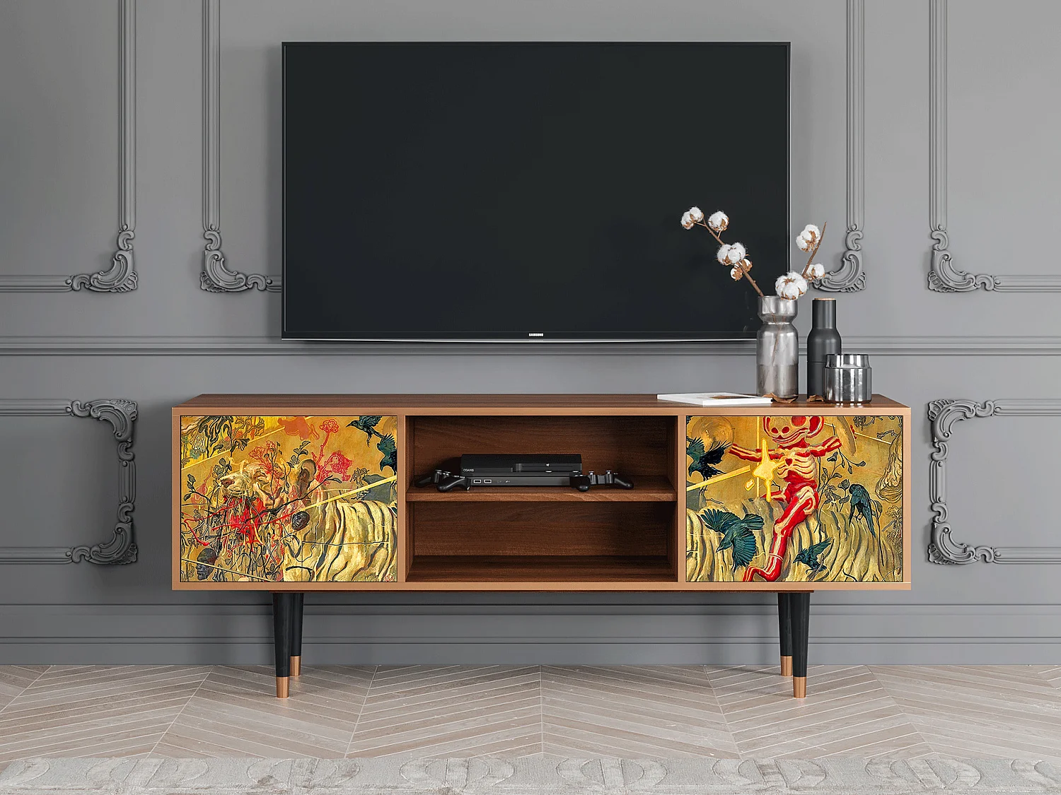 Meuble TV - 170х69х48 cm - T2 - Blood by James Jean, Noyer