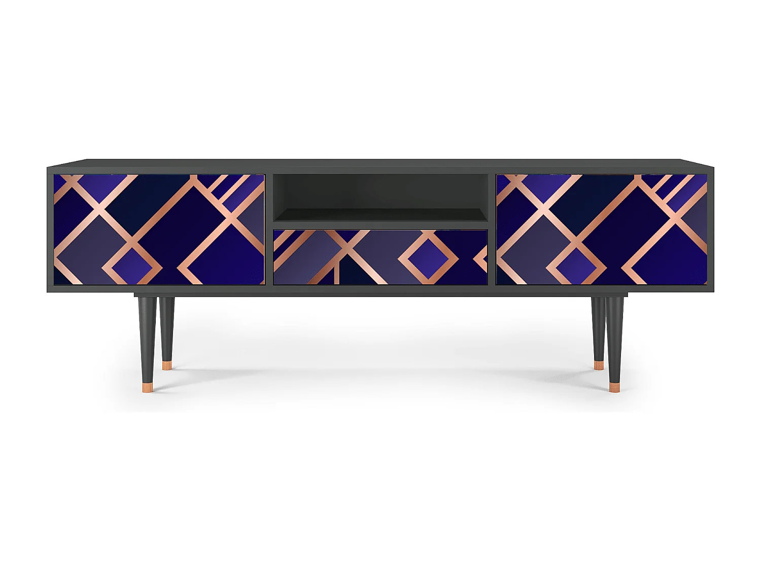 Szafka RTV - 170х59х41 cm - T6 - Aquamarine Getsby, Antracyt