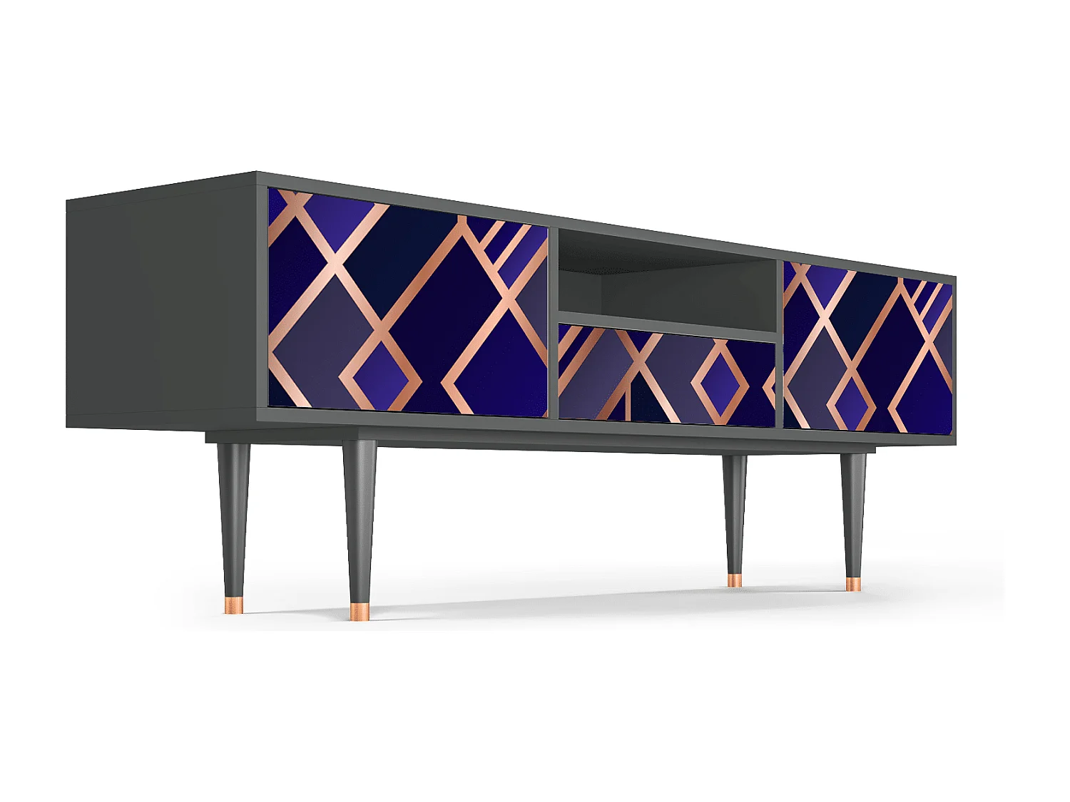 Szafka RTV - 170х59х41 cm - T6 - Aquamarine Getsby, Antracyt