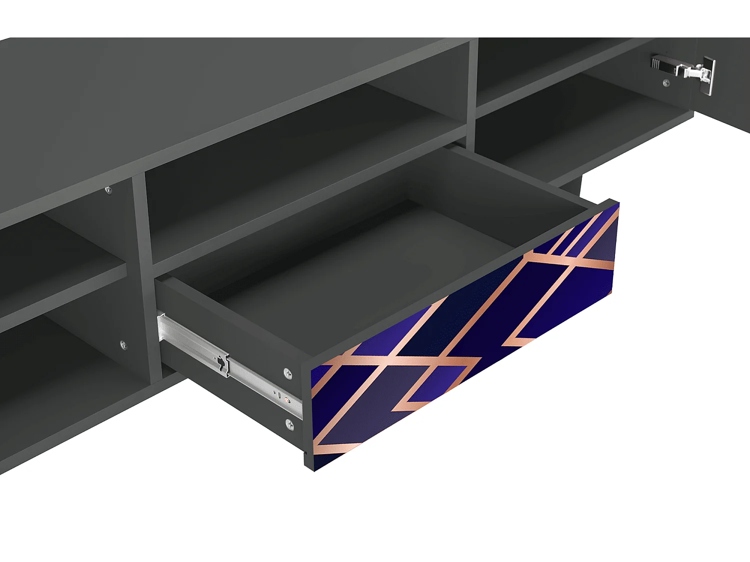 Meuble TV - 170х59х41 cm - T6 - Aquamarine Getsby, Anthracite