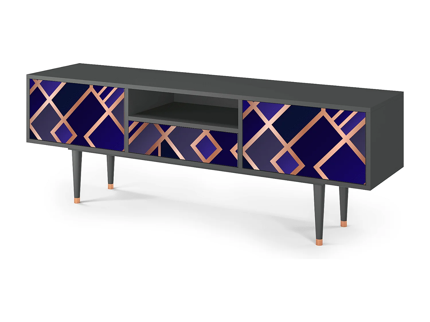 Szafka RTV - 170х59х41 cm - T6 - Aquamarine Getsby, Antracyt