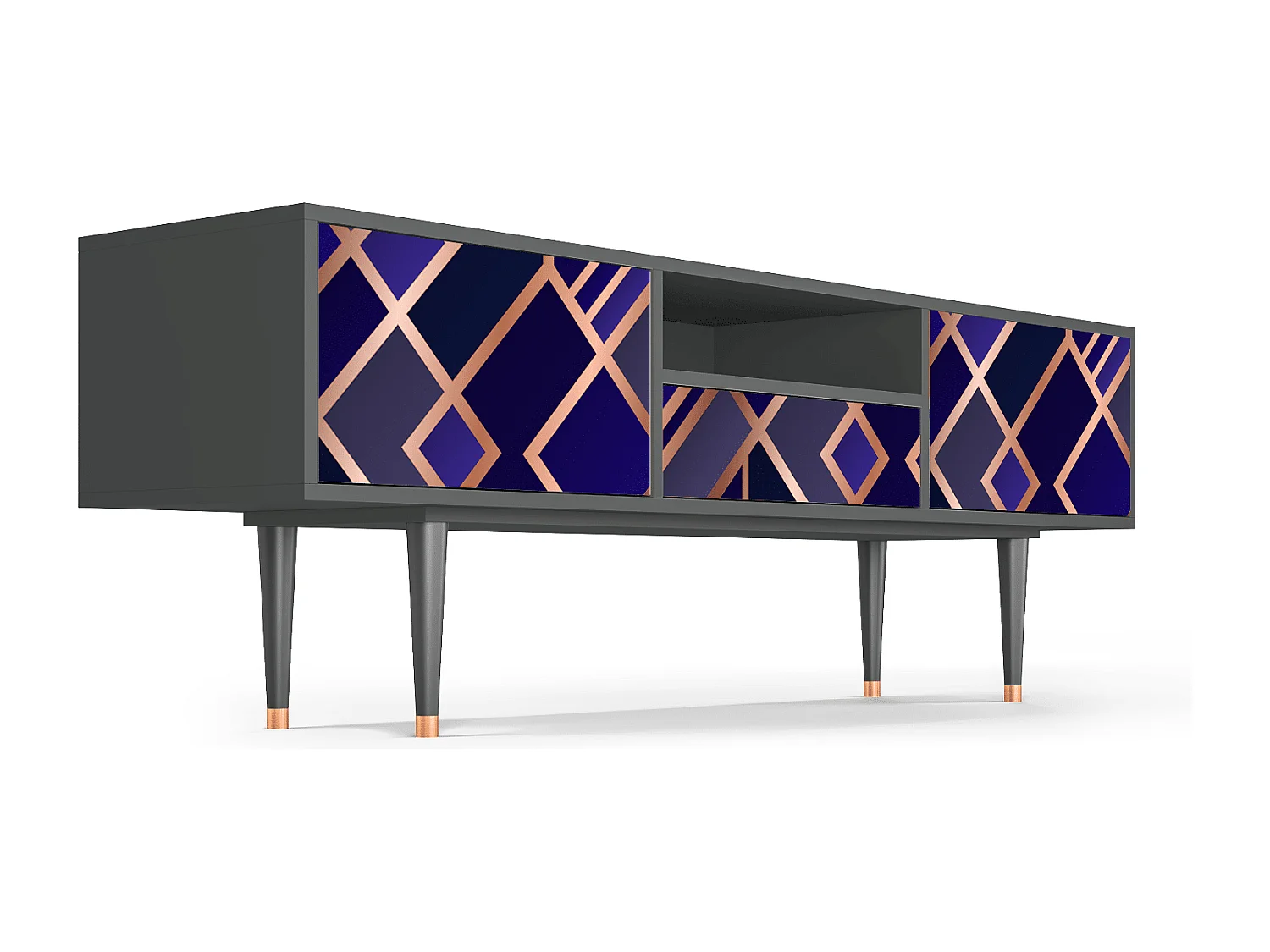 Szafka RTV - 170х59х41 cm - T6 - Aquamarine Getsby, Antracyt