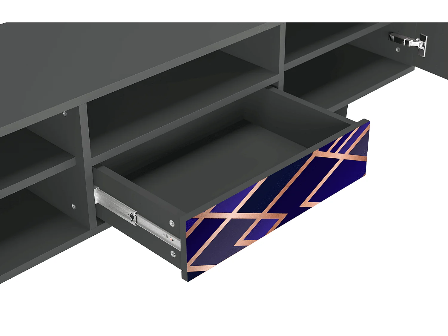 Szafka RTV - 170х59х41 cm - T6 - Aquamarine Getsby, Antracyt
