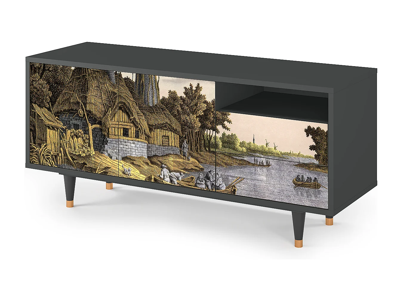 TV-Möbel - 125х56х41 cm - T7 - Mill along a River, Anthrazit