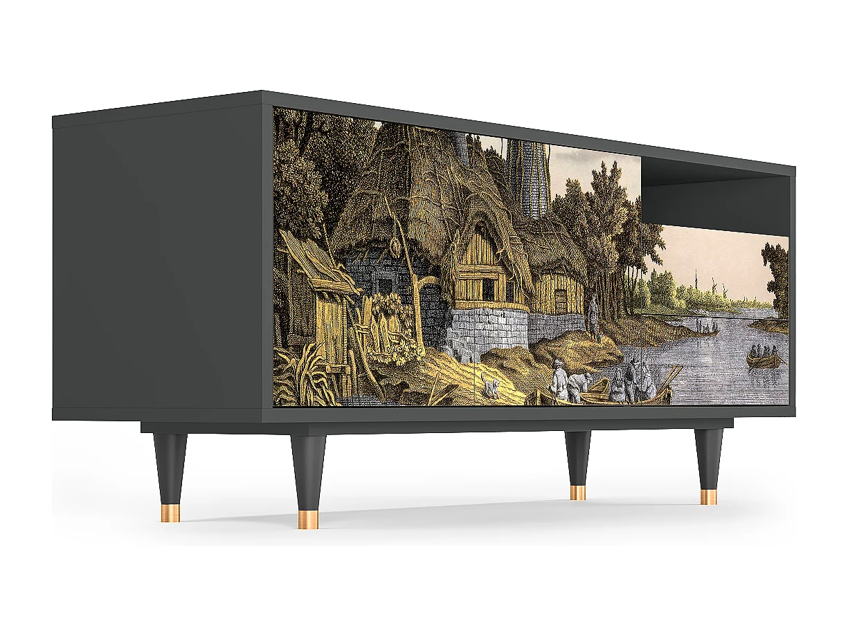 TV-Möbel - 125х56х41 cm - T7 - Mill along a River, Anthrazit