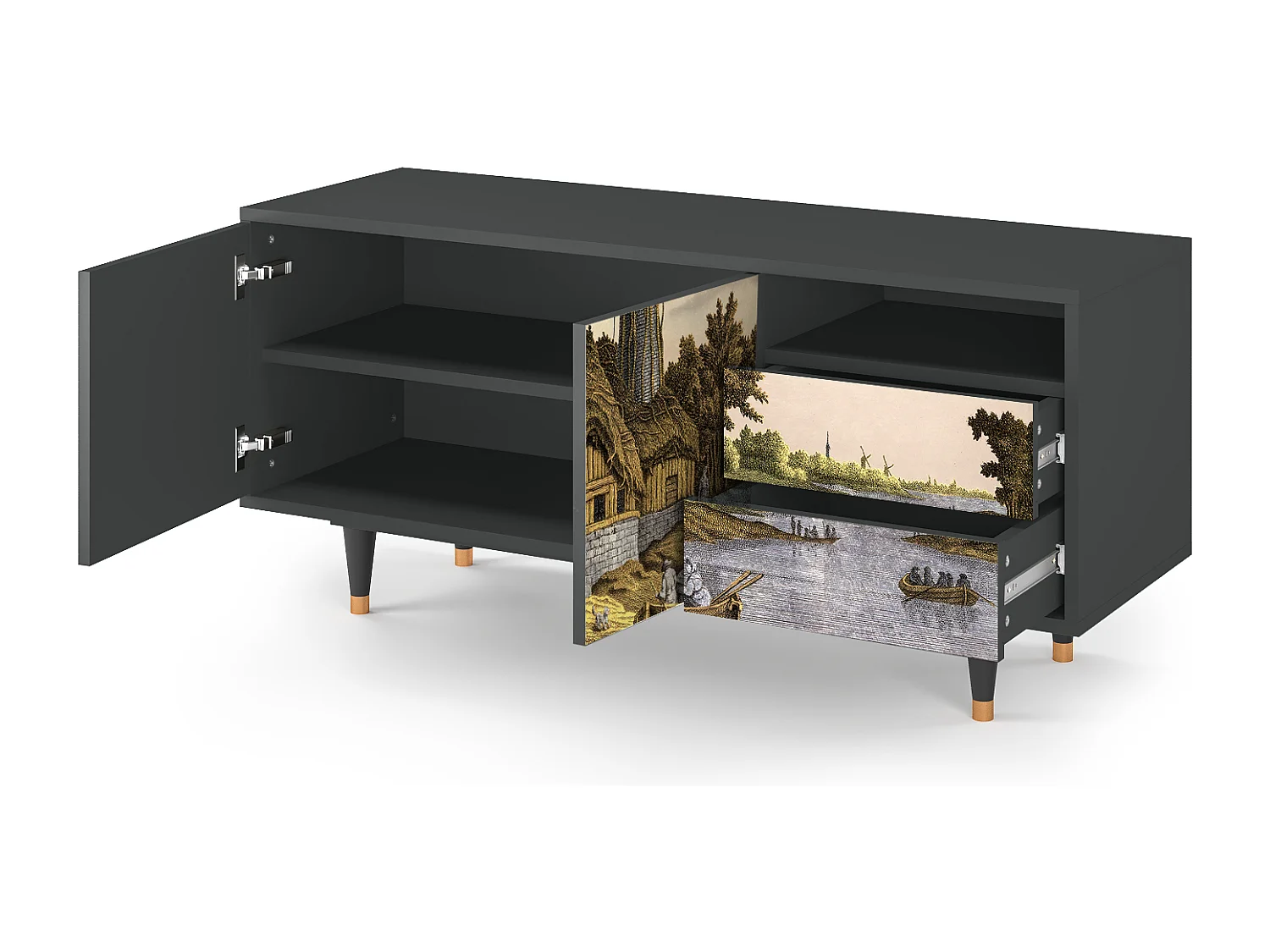 Meuble TV - 125х56х41 cm - T7 - Mill along a River, Anthracite