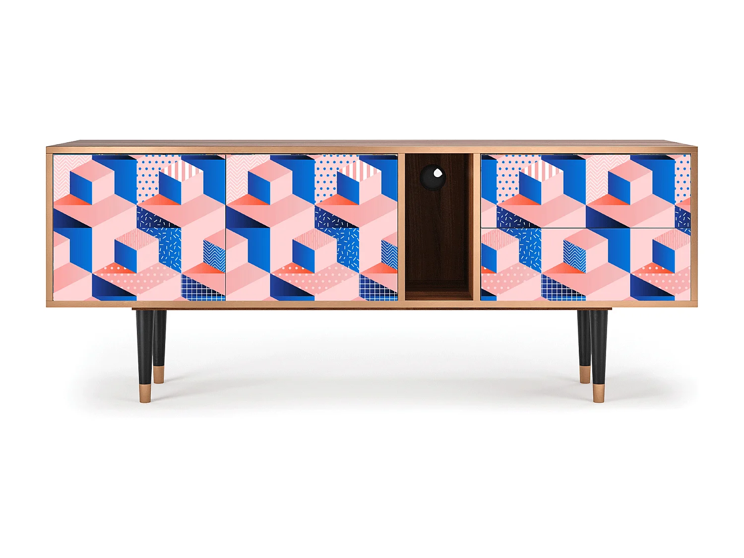 TV-Möbel - 170х69х48 cm - T1 - Pinky Squares, Walnuss