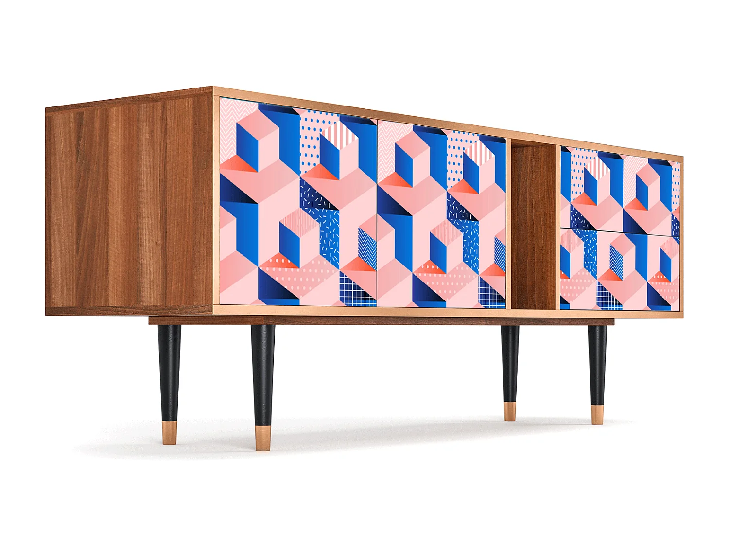 Szafka RTV - 170х69х48 cm - T1 - Pinky Squares, Orzech