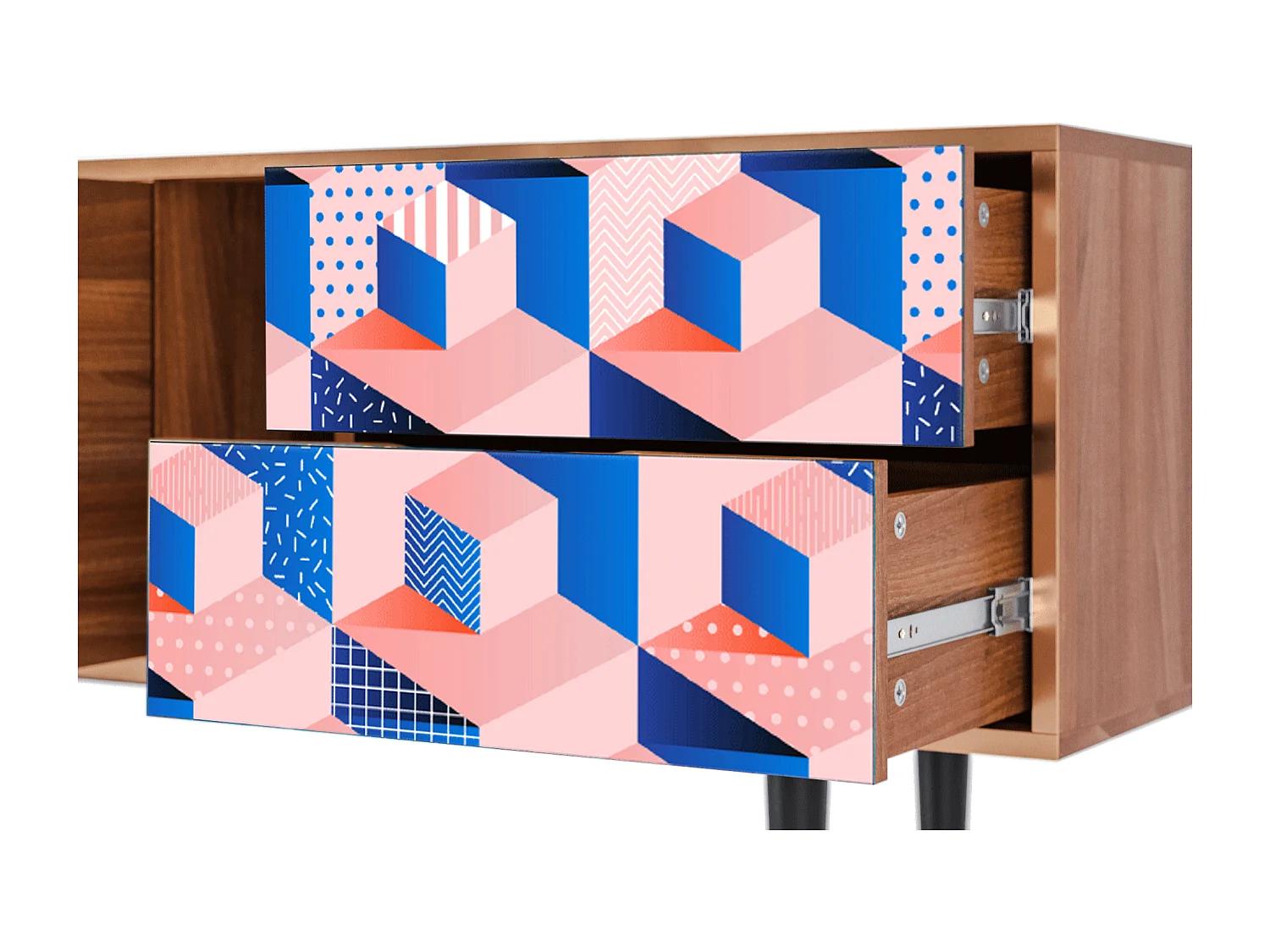 Meuble TV - 170х69х48 cm - T1 - Pinky Squares, Noyer