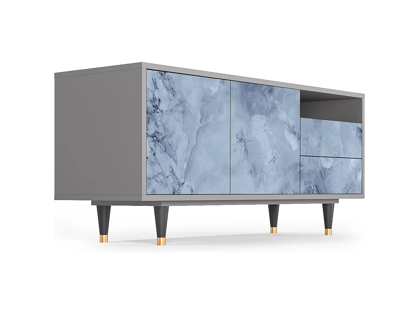 TV-meubel - 125х56х41 cm - T7 - Feather Ice, Grijs