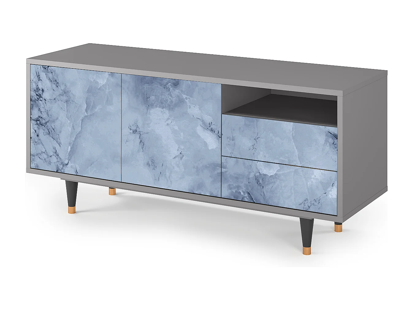 TV-meubel - 125х56х41 cm - T7 - Feather Ice, Grijs