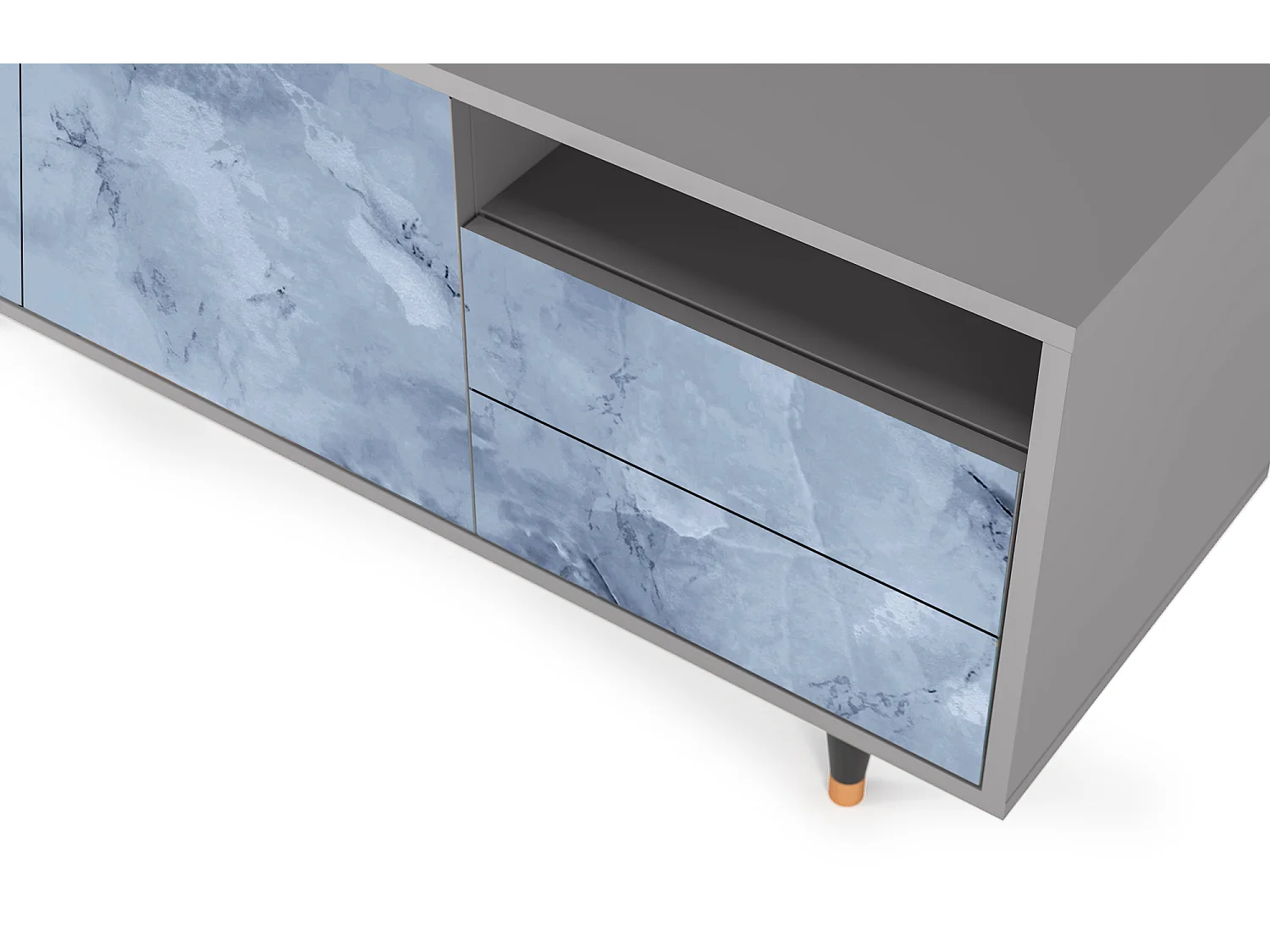 TV-meubel - 125х56х41 cm - T7 - Feather Ice, Grijs