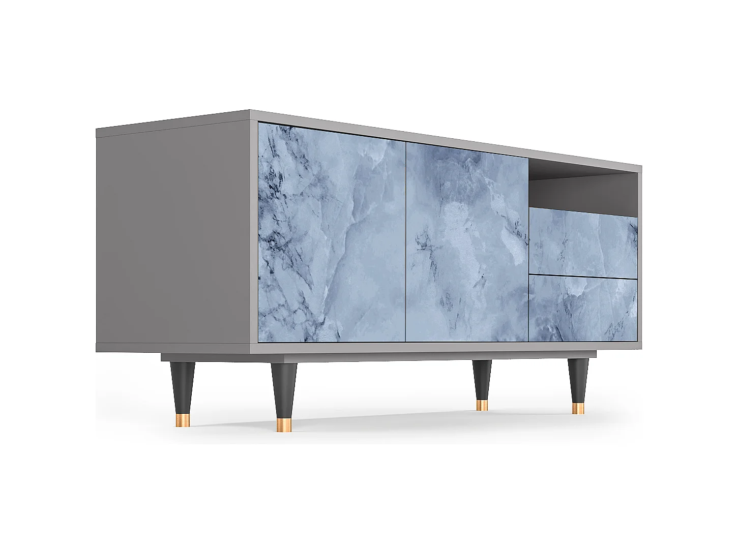 Szafka RTV - 125х56х41 cm - T7 - Feather Ice, Szary