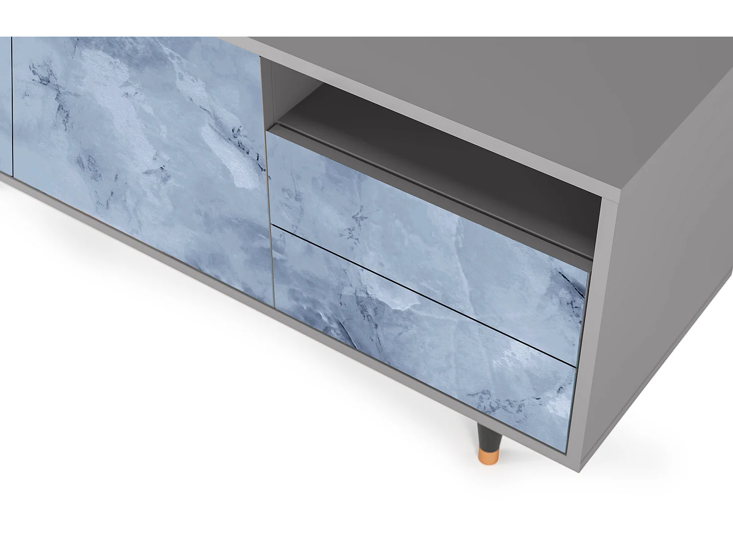 Szafka RTV - 125х56х41 cm - T7 - Feather Ice, Szary