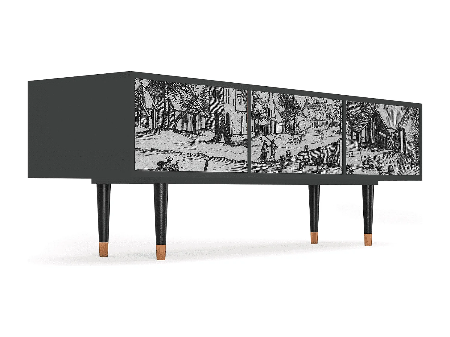 Szafka RTV - 170х59х48 cm - T4 - Country Village, Antracyt