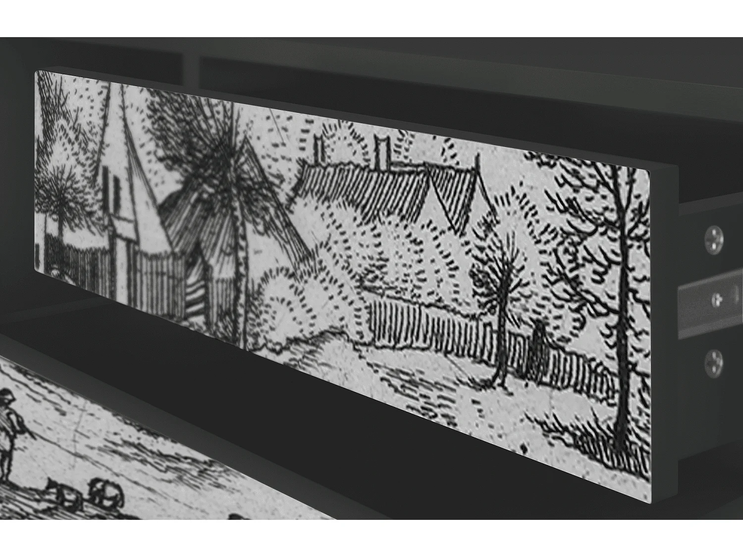 Szafka RTV - 170х59х48 cm - T4 - Country Village, Antracyt