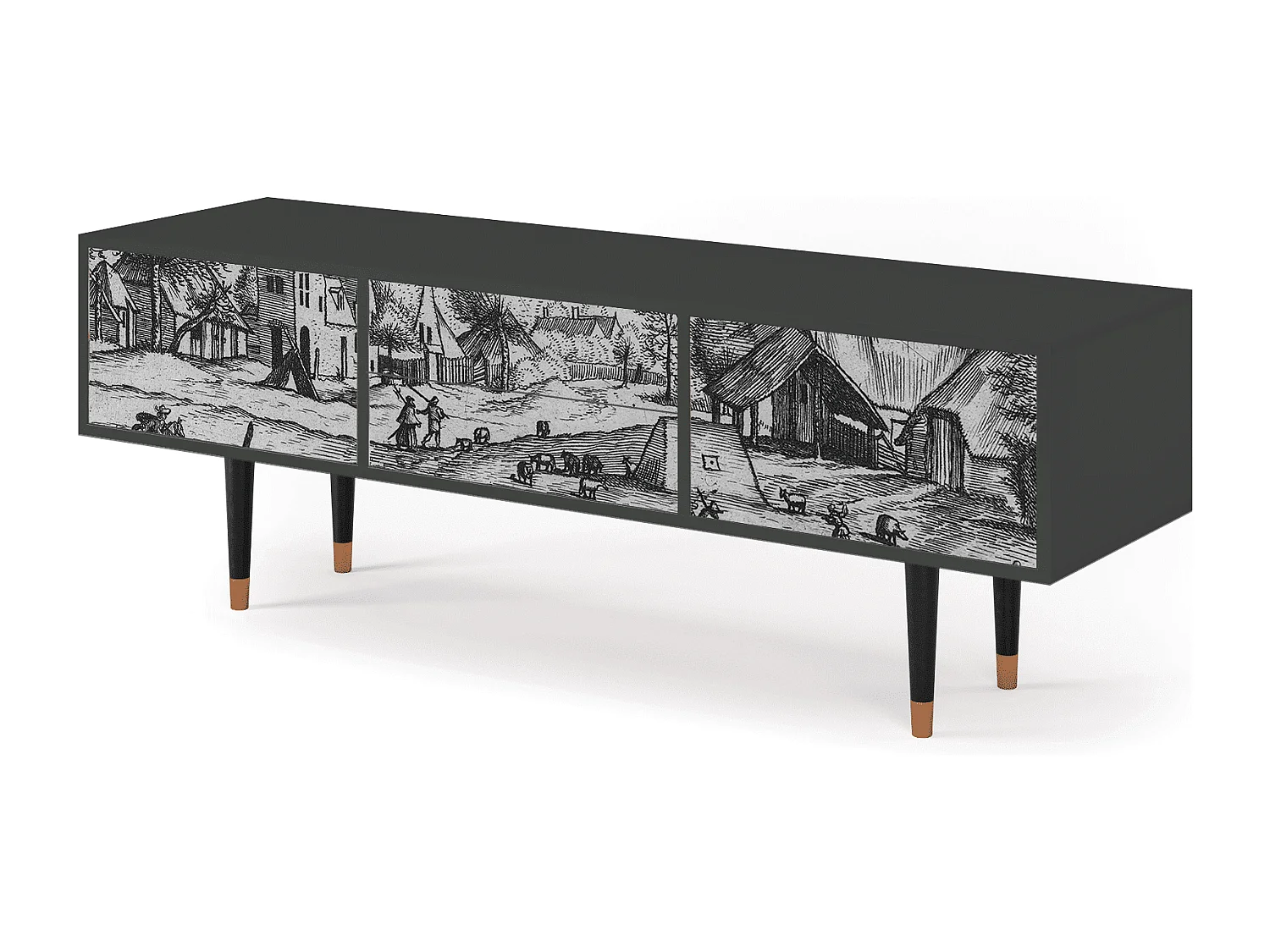 Mueble de TV - 170х59х48 cm - T4 - Country Village, Antracite