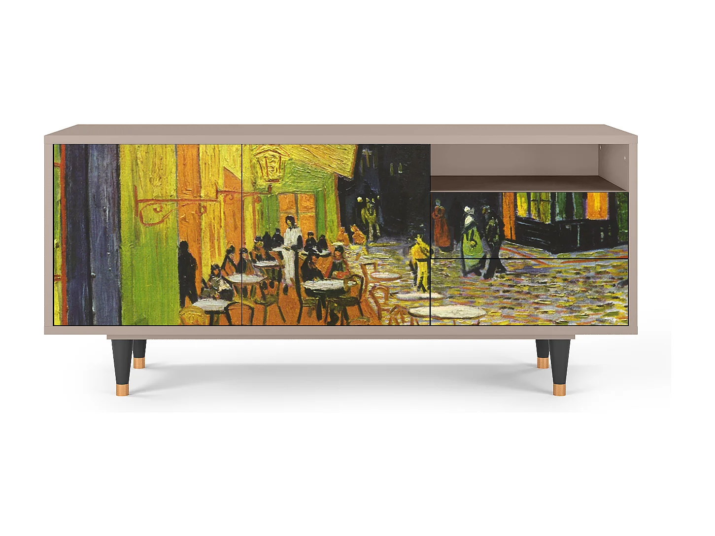 TV-Möbel - 125х56х41 cm - T7 - Café Terrace at Night, Latte