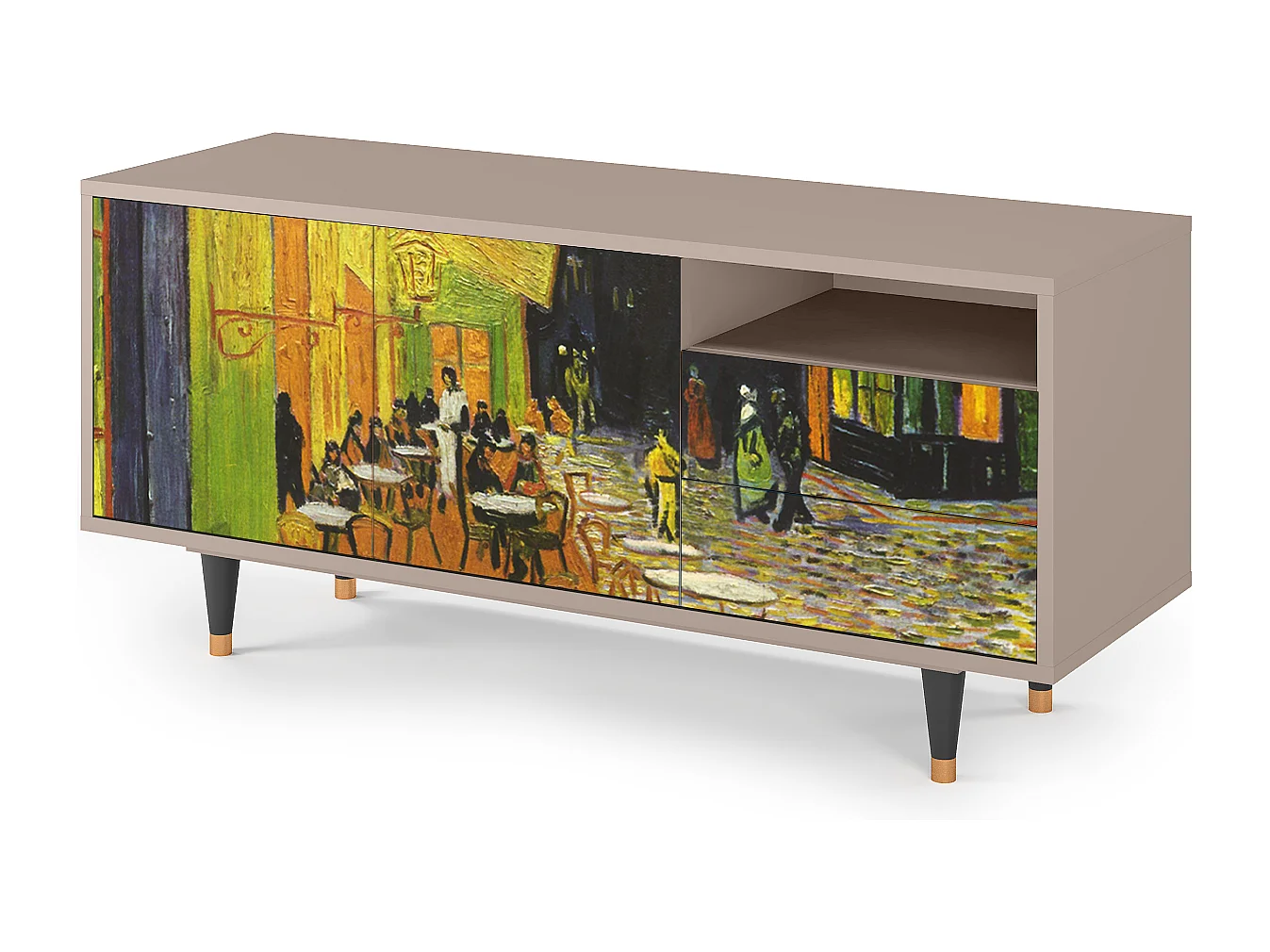 TV-Möbel - 125х56х41 cm - T7 - Café Terrace at Night, Latte