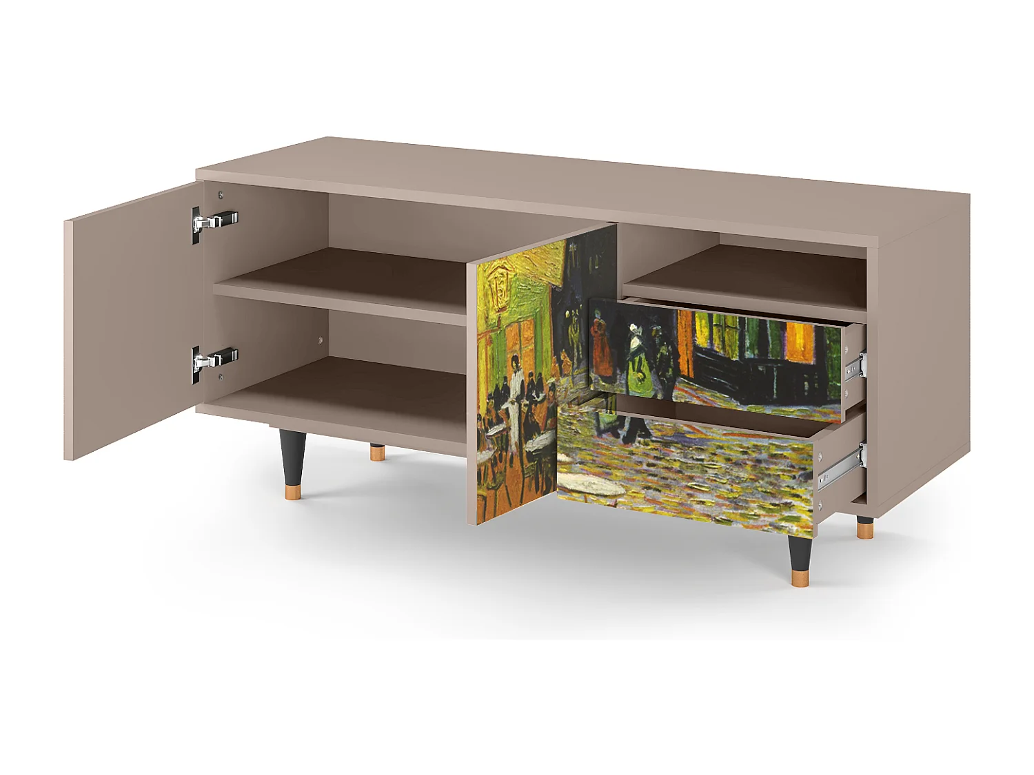 TV-Möbel - 125х56х41 cm - T7 - Café Terrace at Night, Latte