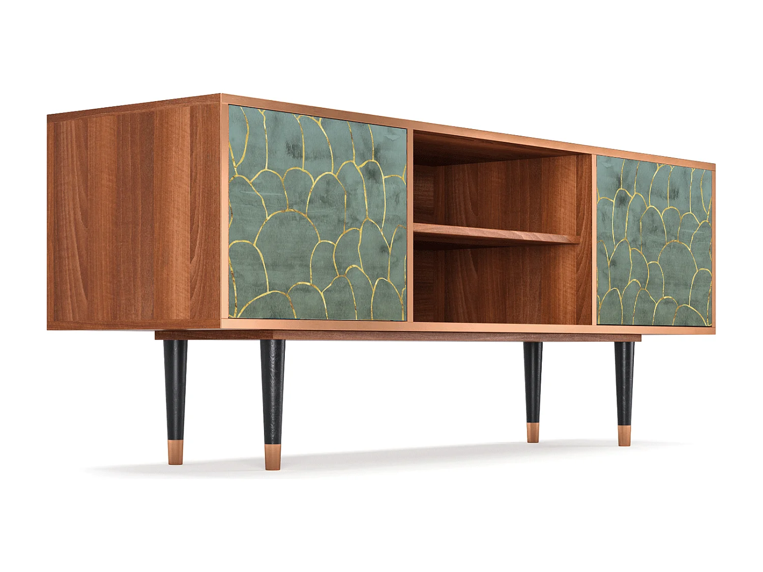 Szafka RTV - 170х69х48 cm - T2 - Magnificent Water Lily, Orzech