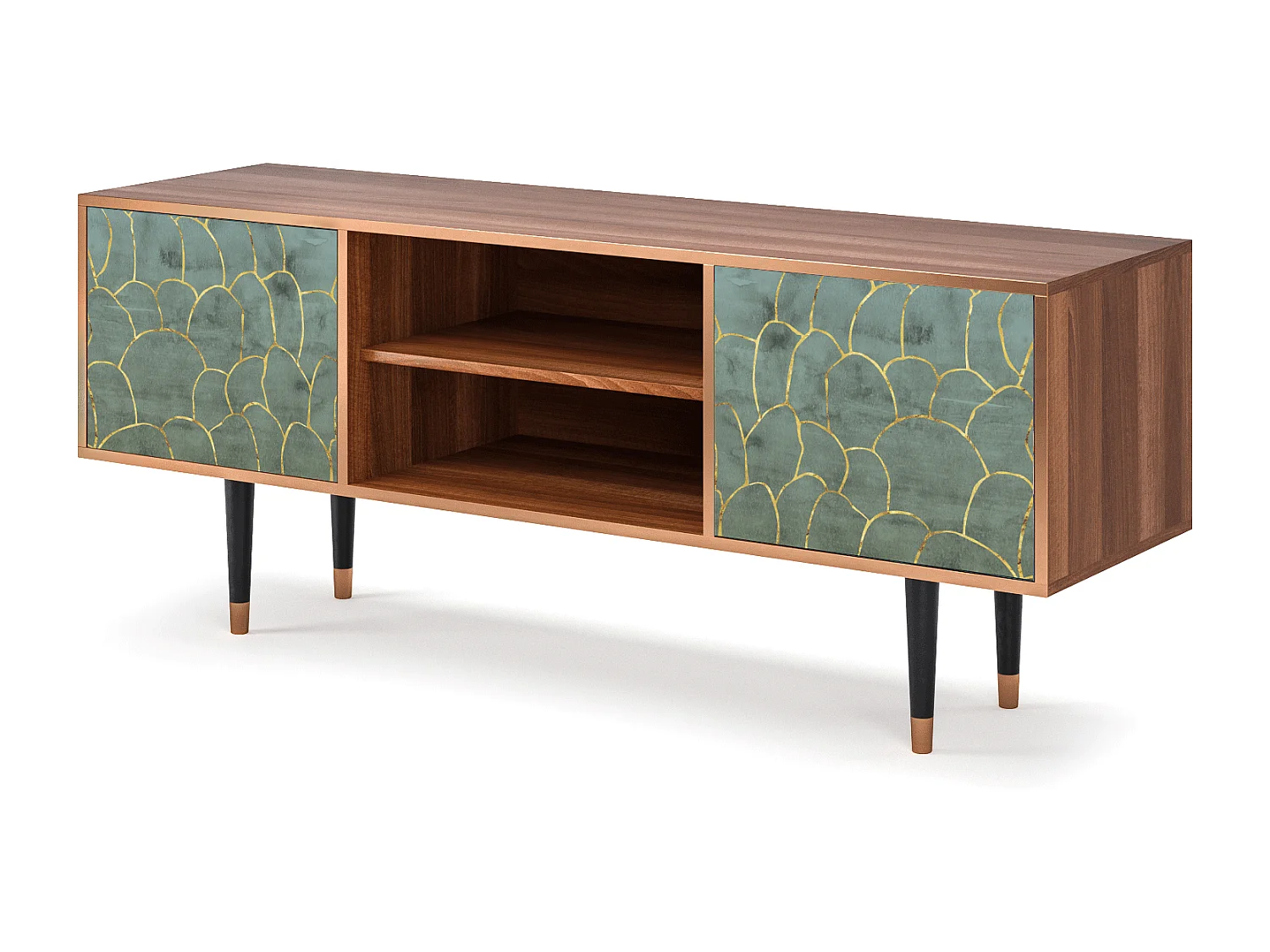 Meuble TV - 170х69х48 cm - T2 - Magnificent Water Lily, Noyer