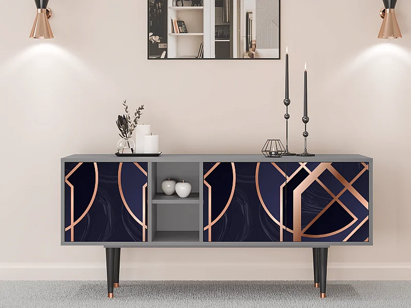 Szafka RTV - 150х69х41 cm - T5 - Purple Temple, Szary