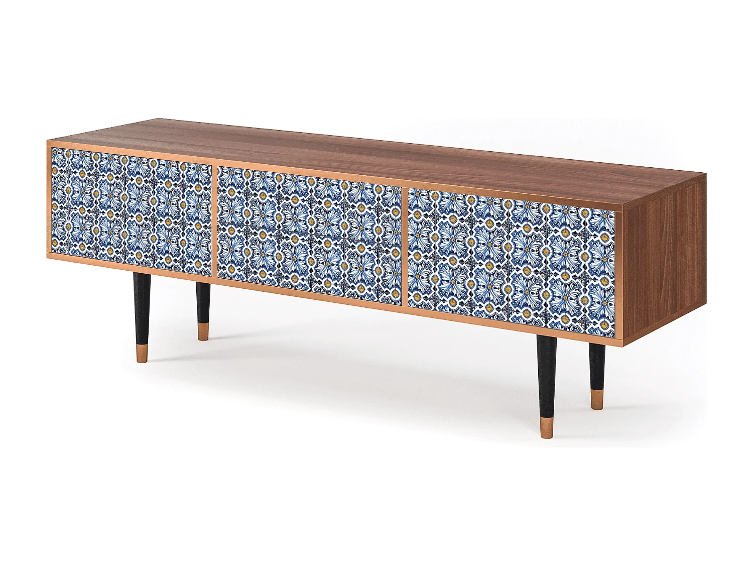 Mueble de TV - 170х59х48 cm - T4 - Lovely Cornflowers, Nogueira