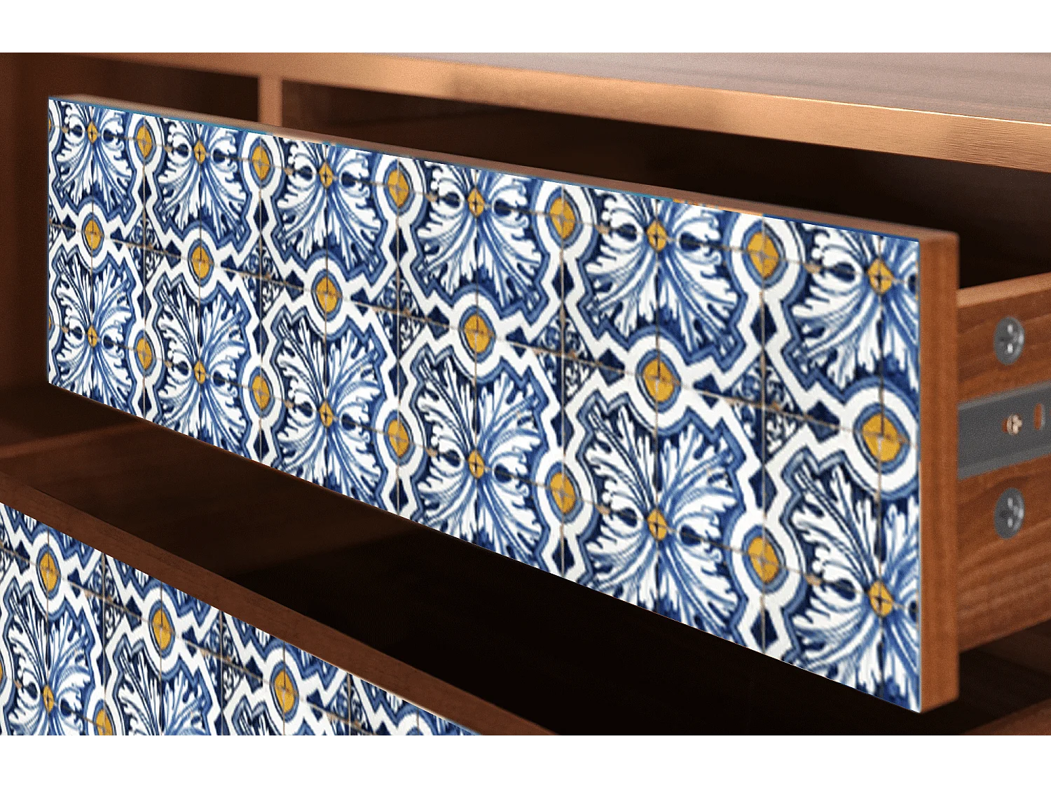 Mobile TV - 170х59х48 cm - T4 - Lovely Cornflowers, Noce