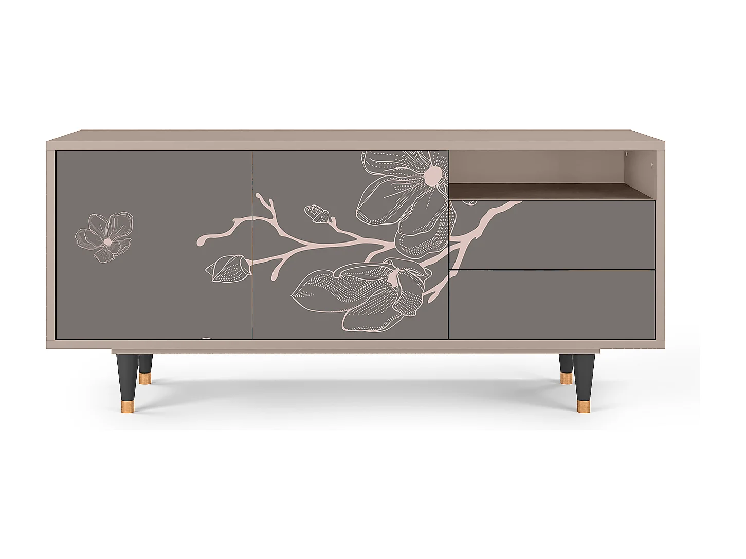 Mueble de TV - 125х56х41 cm - T7 - Cherry Blossom, Latte