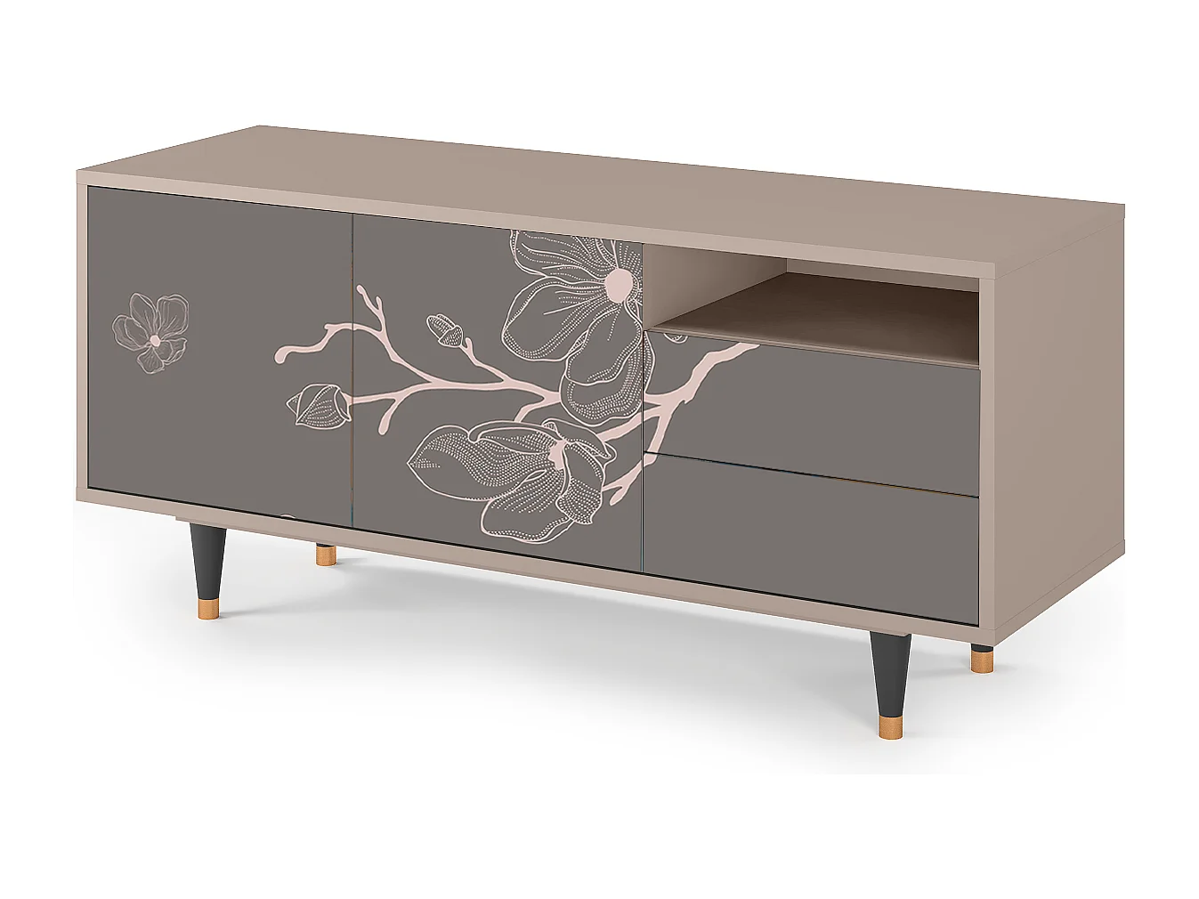 Mueble de TV - 125х56х41 cm - T7 - Cherry Blossom, Latte