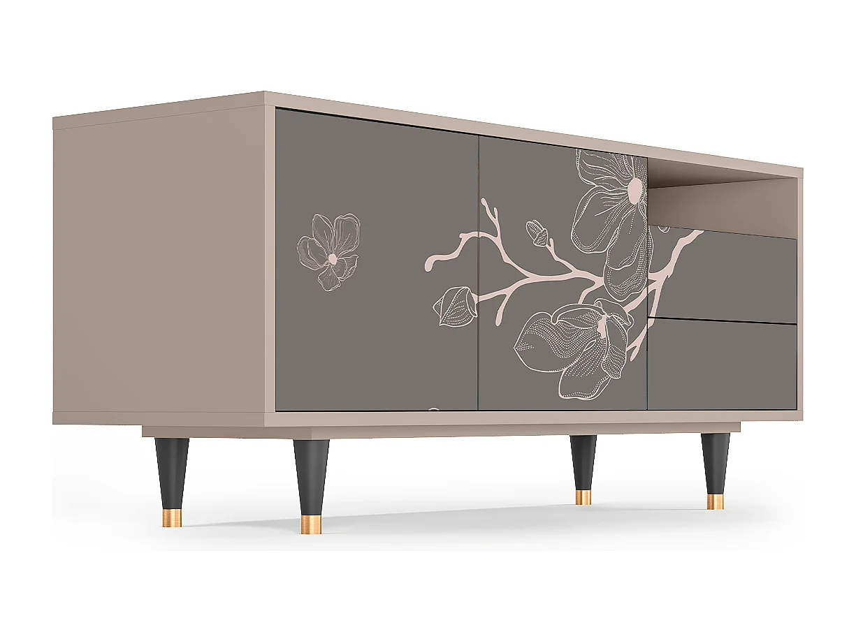 Mueble de TV - 125х56х41 cm - T7 - Cherry Blossom, Latte