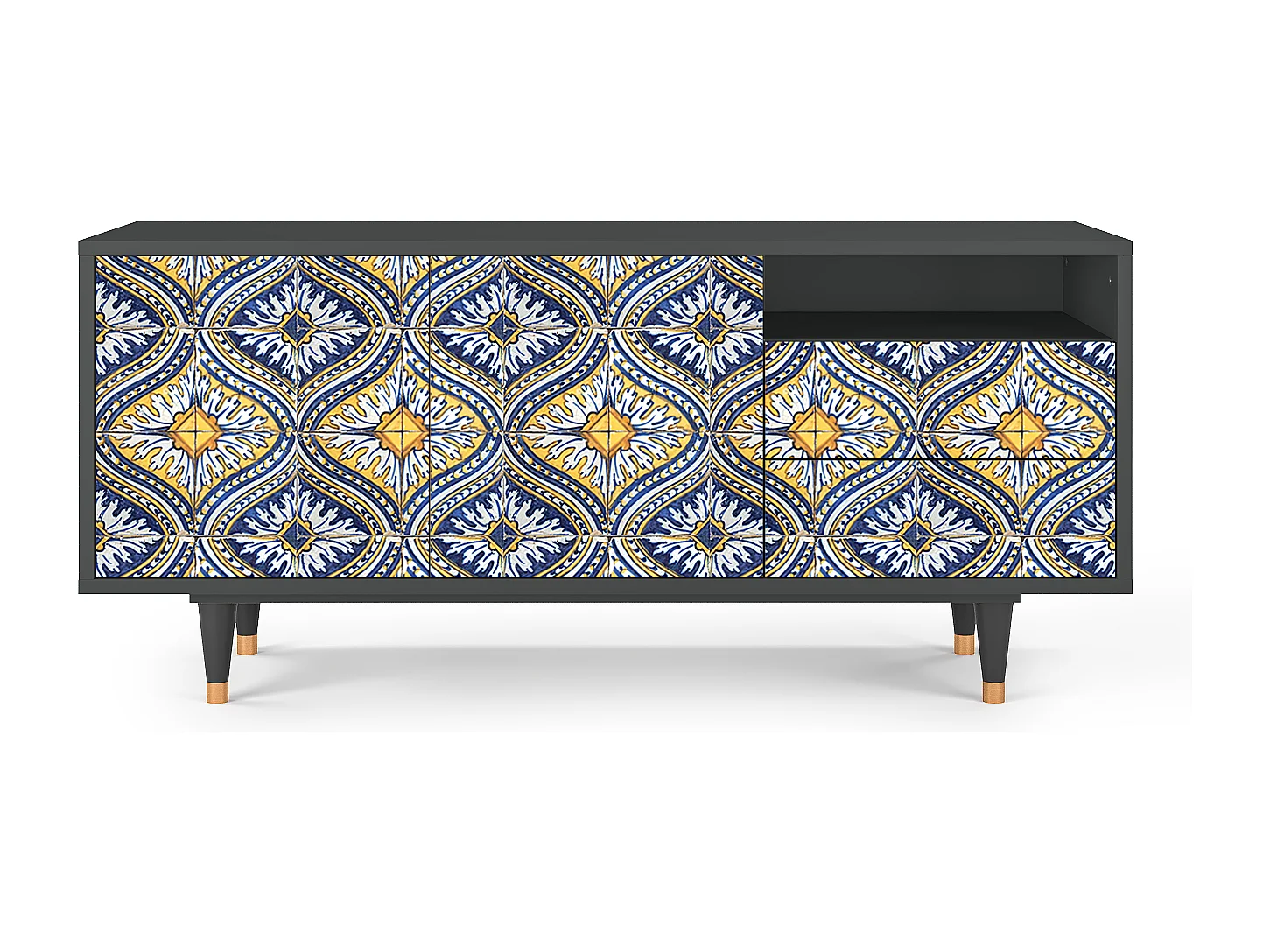 Mueble de TV - 125х56х41 cm - T7 - Illusory Pattern, Antracita