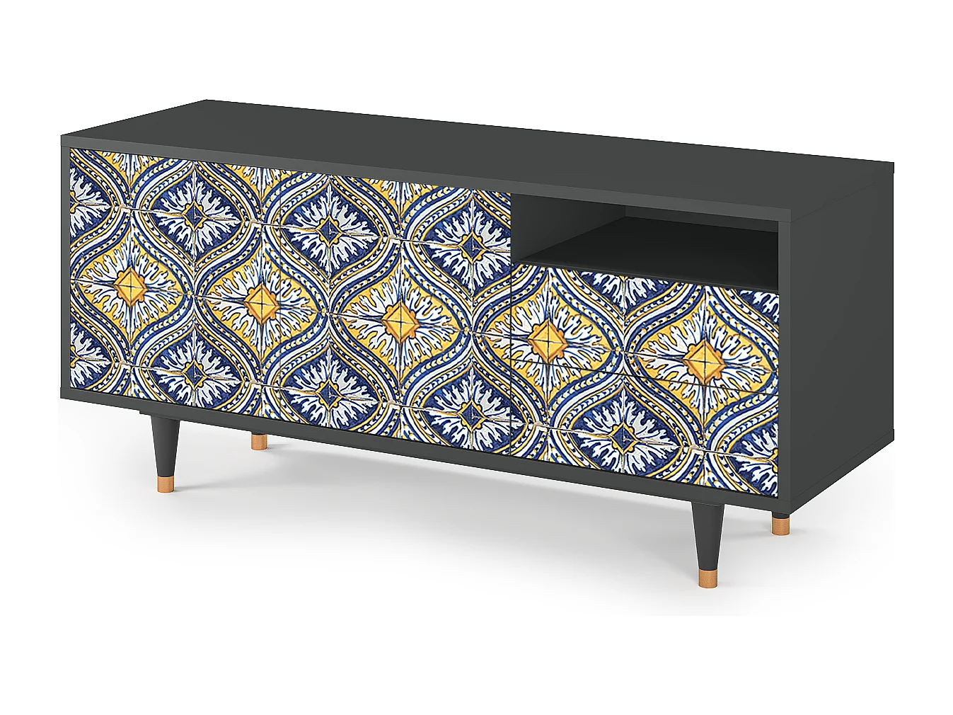 Mueble de TV - 125х56х41 cm - T7 - Illusory Pattern, Antracita
