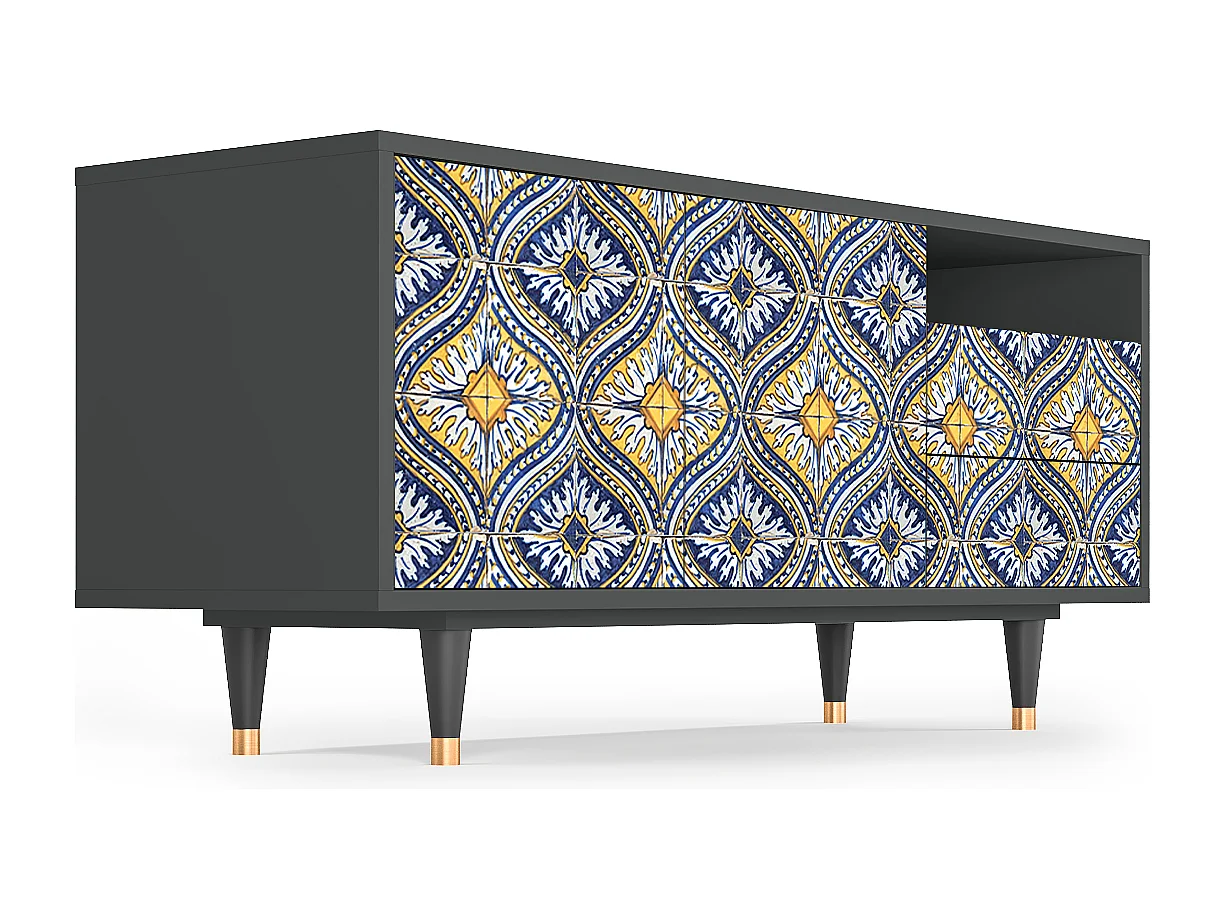 Mueble de TV - 125х56х41 cm - T7 - Illusory Pattern, Antracita