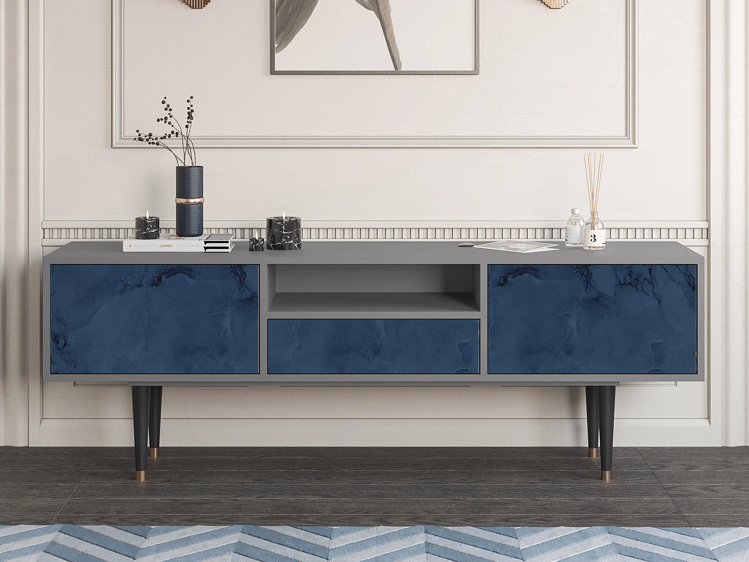 Meuble TV - 170х59х41 cm - T6 - Endless Galaxi, Gris