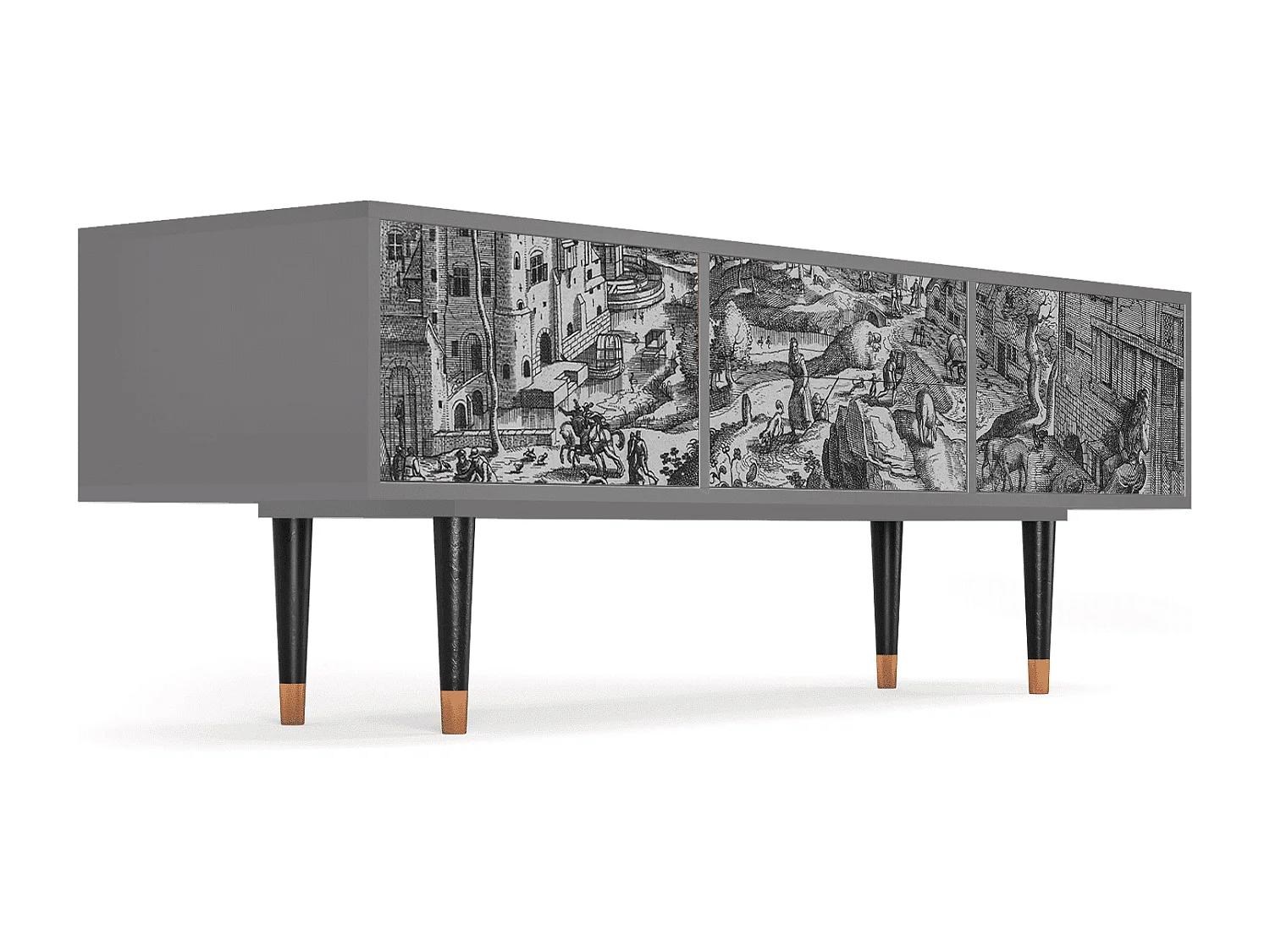 Meuble TV - 170х59х48 cm - T4 - Bird Dropping, Gris