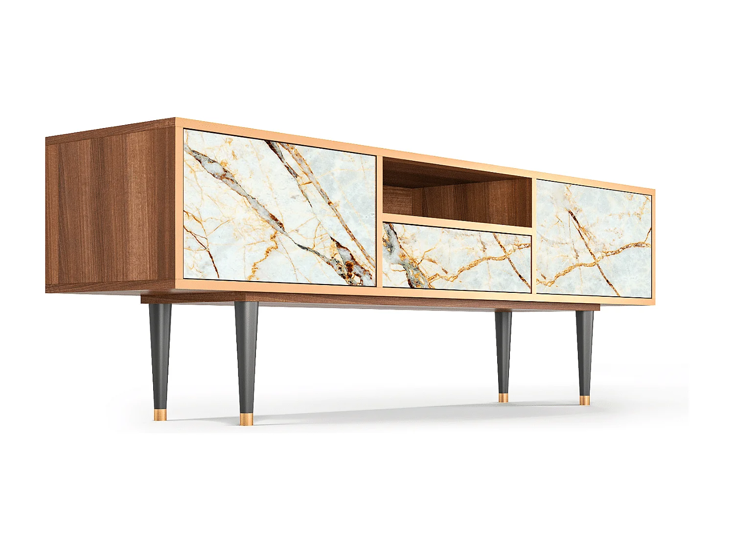 TV-Möbel - 170х59х41 cm - T6 - Sandy Marble, Walnuss