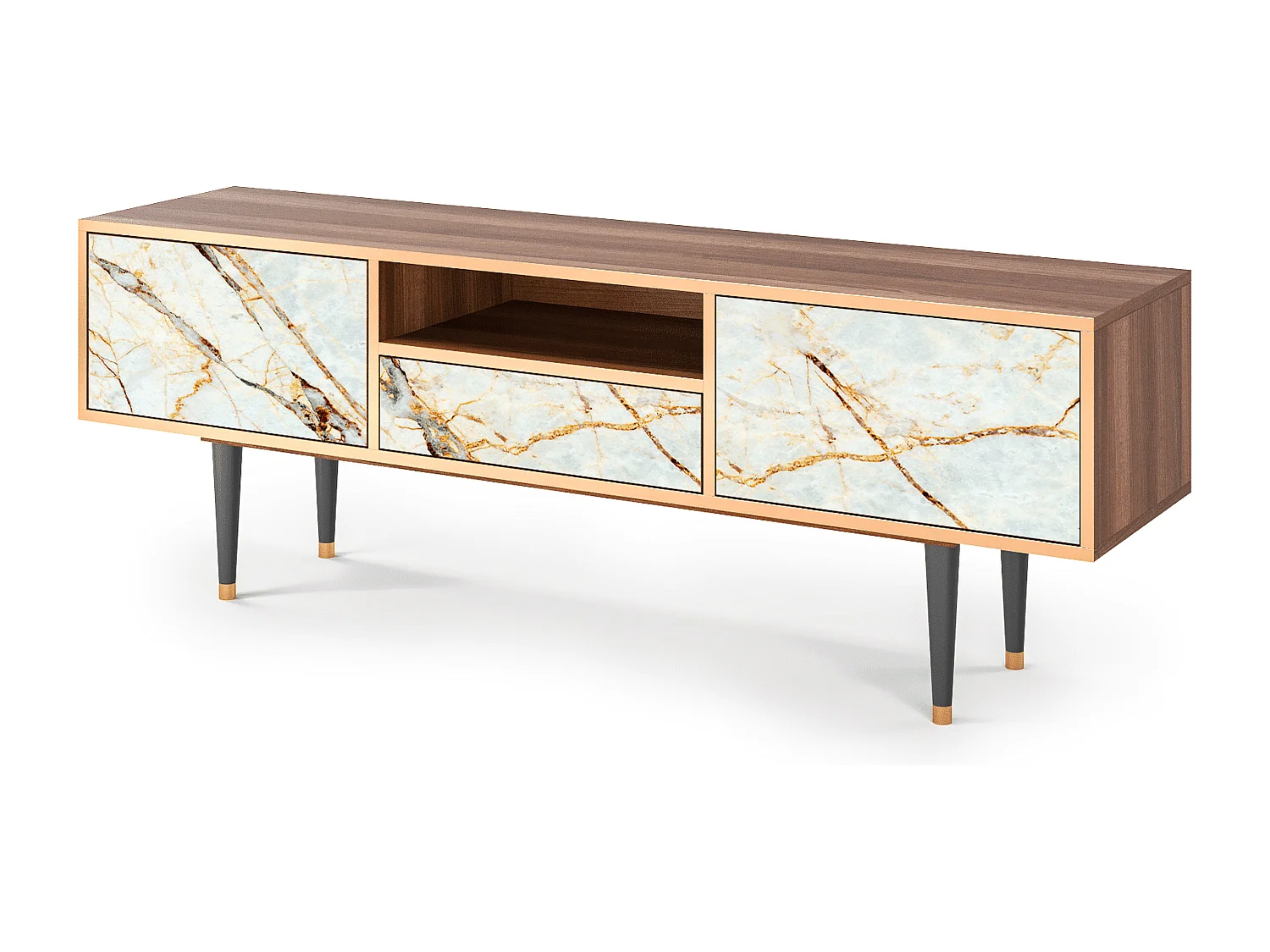 Szafka RTV - 170х59х41 cm - T6 - Piaskowyy Marble, Orzech