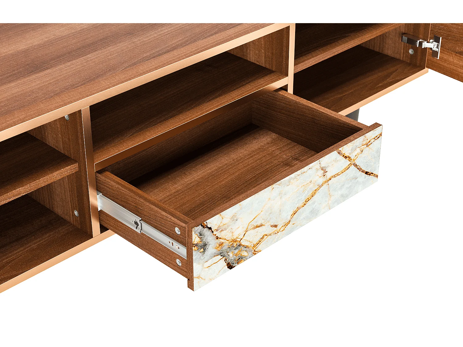 Szafka RTV - 170х59х41 cm - T6 - Piaskowyy Marble, Orzech