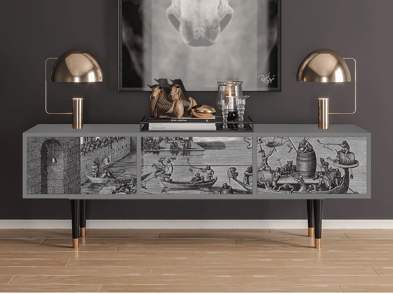 Meuble TV - 170х59х48 cm - T4 - Saint Martin, Gris