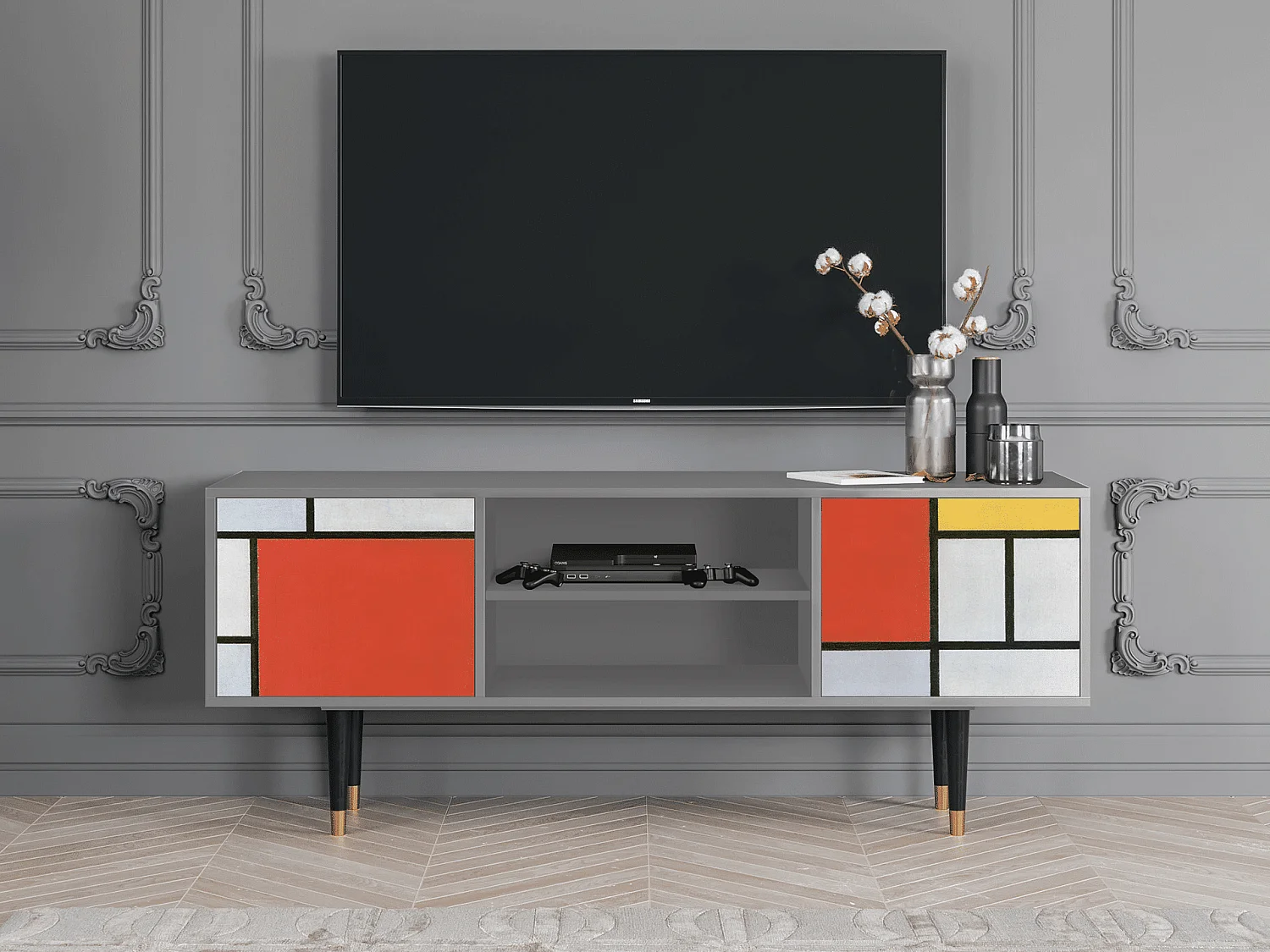 Szafka RTV - 170х69х48 cm - T2 - Composition, Szary