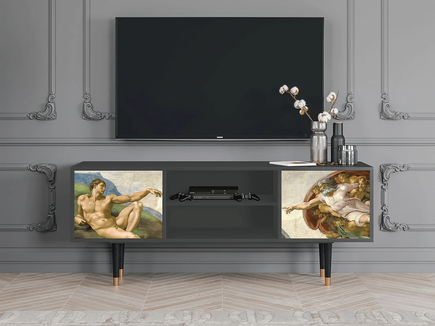 TV-Möbel - 170х69х48 cm - T2 - The Creation of Adam, Anthrazit