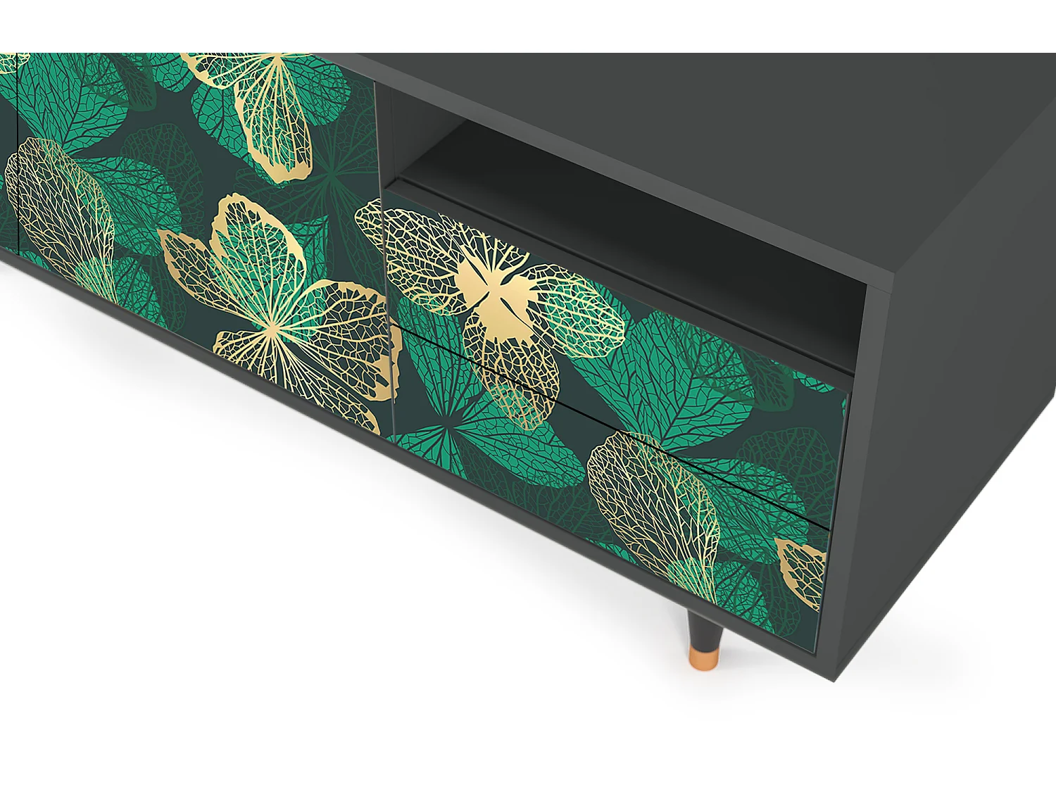 Mobile TV - 125х56х41 cm - T7 - Green Flower, Antracite