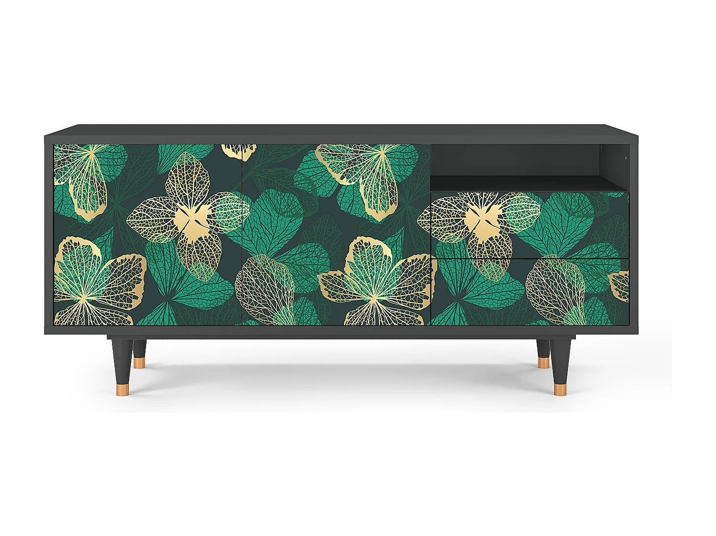 TV-Möbel - 125х56х41 cm - T7 - Green Flower, Anthrazit