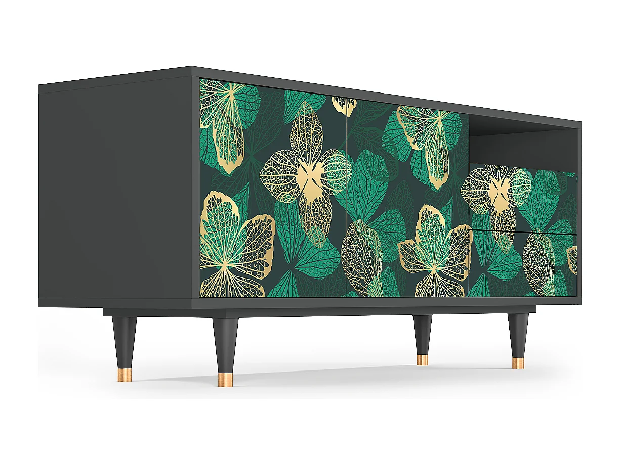 TV-Möbel - 125х56х41 cm - T7 - Green Flower, Anthrazit