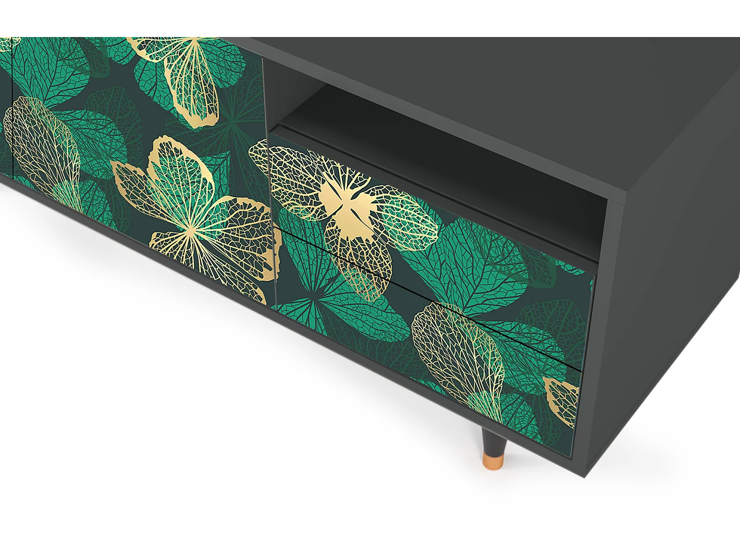 Mobile TV - 125х56х41 cm - T7 - Green Flower, Antracite