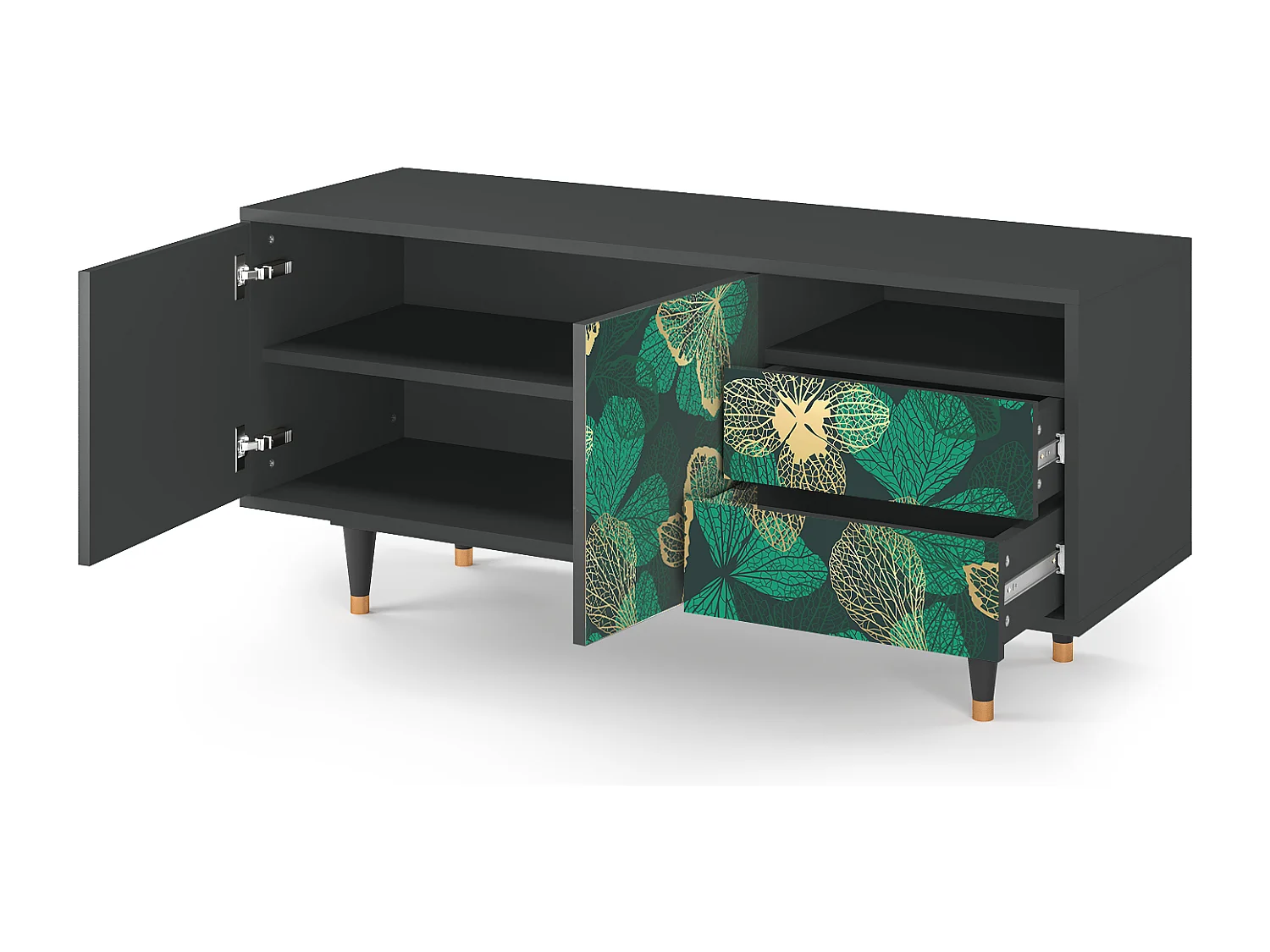 Mobile TV - 125х56х41 cm - T7 - Green Flower, Antracite