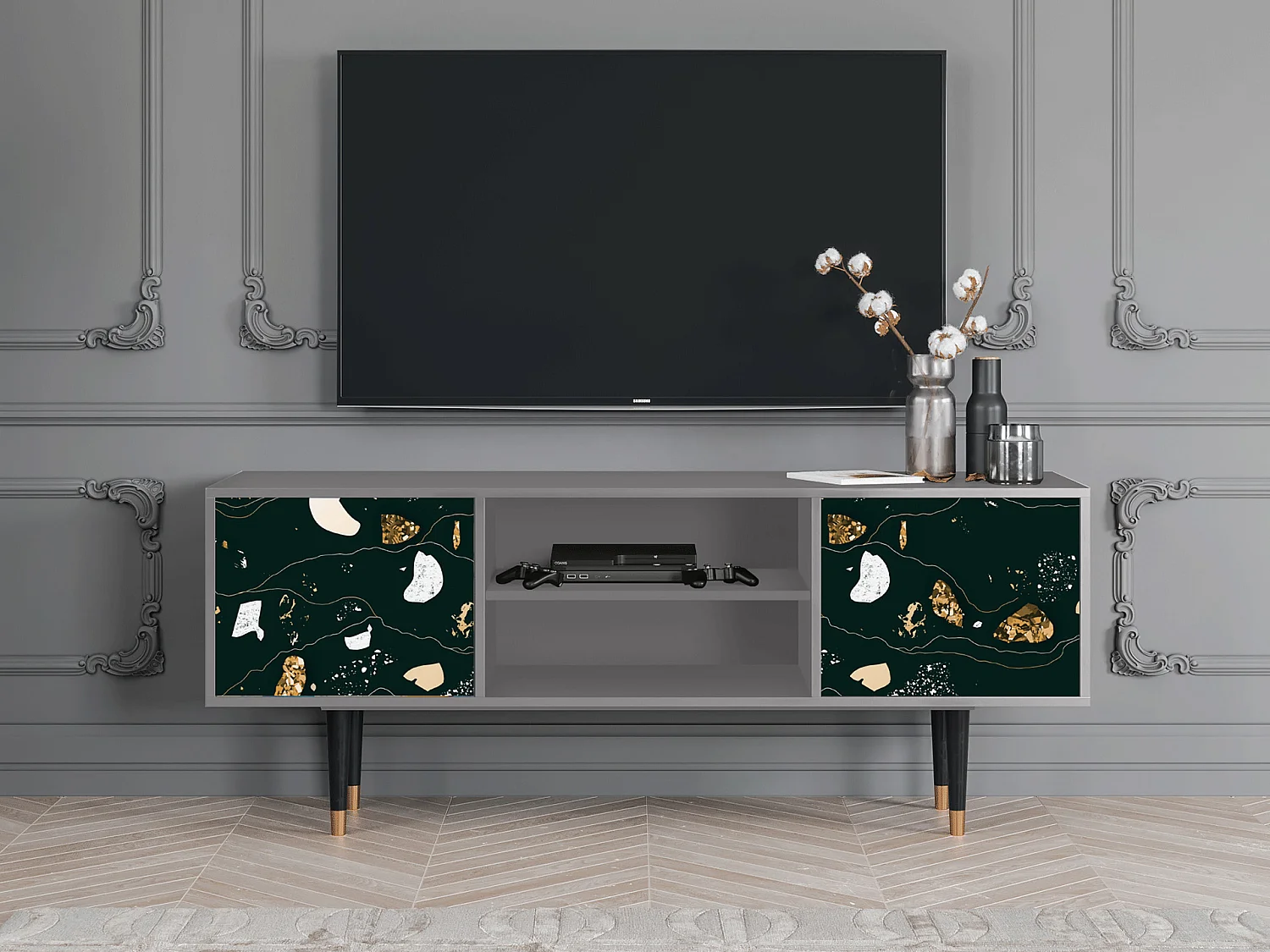 Meuble TV - 170х69х48 cm - T2 - Space Rocks, Gris