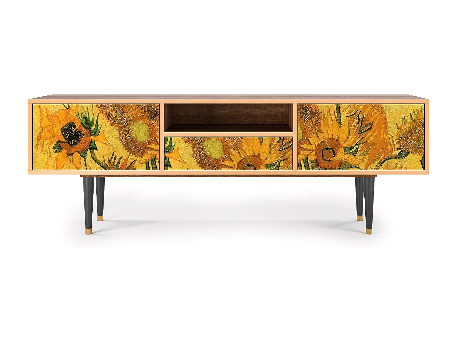 Mobile TV - 170х59х41 cm - T6 - Sunflowers, Noce